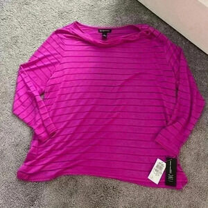 NWT pink striped‎ sheer blouse longsleeve size 1X